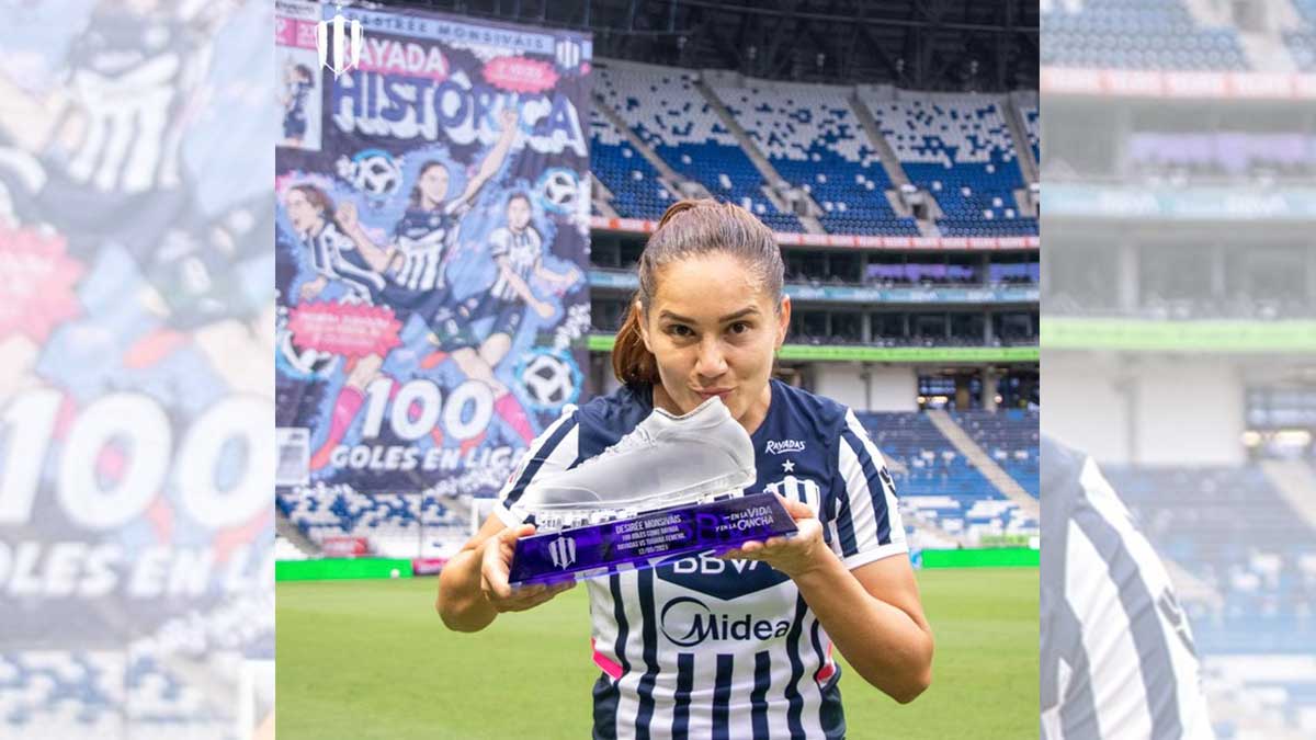 Desirée Monsiváis, homenajeada por Rayadas tras lograr 100 goles en la Liga MX Femenil 