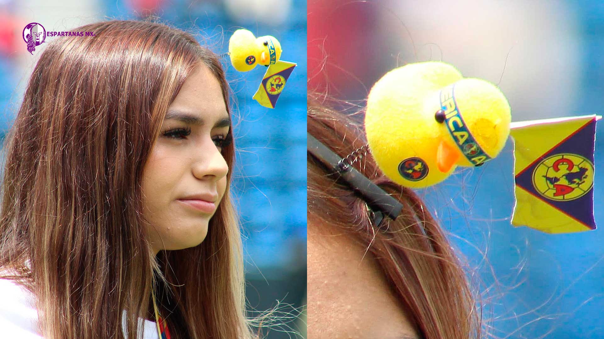 América femenil: Jana Gutiérrez impone nueva moda; usa un broche con un patito muy azulcrema