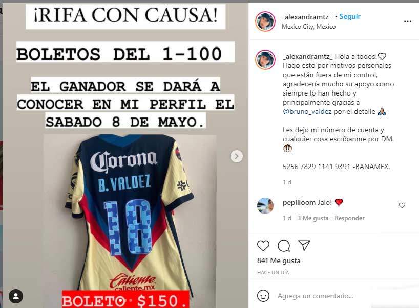 Alexandra Martínez instagram rifa necaxa